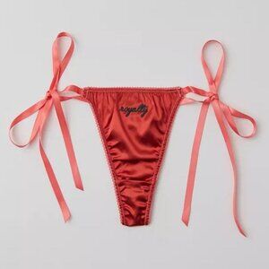 Orange Satin Side Tie Thong M